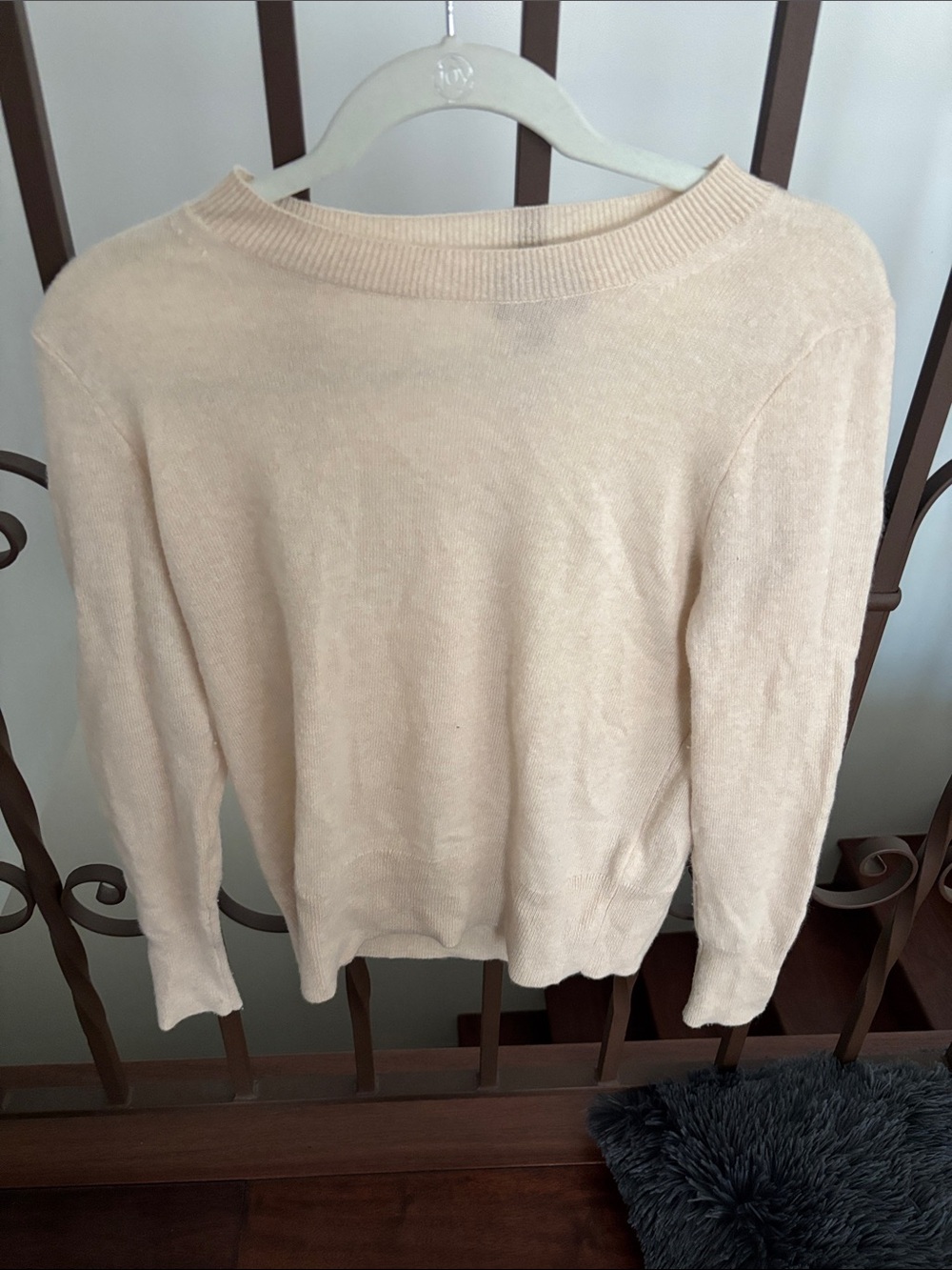 J. Crew 100% Cashmere Lightweight Crewneck Sweater in Pale Beige Cream color